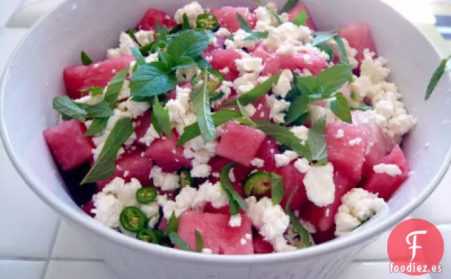 Ensalada De Sandía, Queso Feta Y Menta
