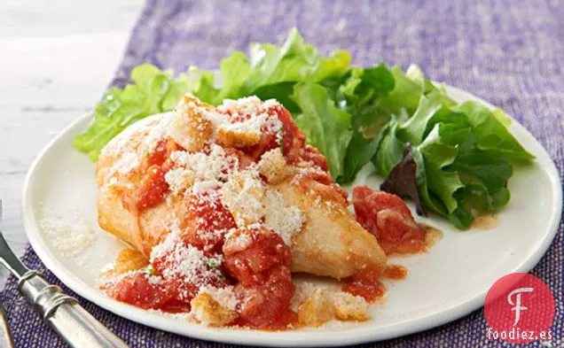 Sartén de Pollo con Bruschetta de 20 Minutos