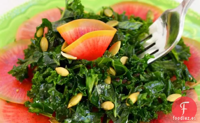 Ensalada De Col Rizada Con Rábano Sandía En Escabeche Rápido