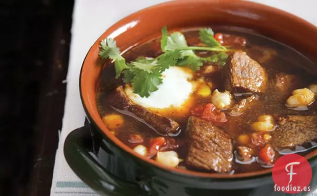 Pozole de Ternera con Queso Cheddar