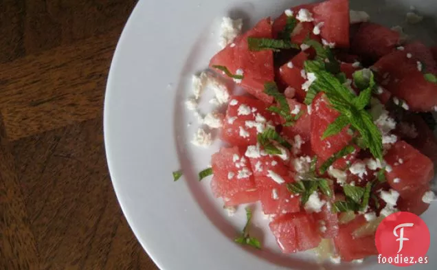 Ensalada De Sandía Con Queso Feta, Menta Y Lima