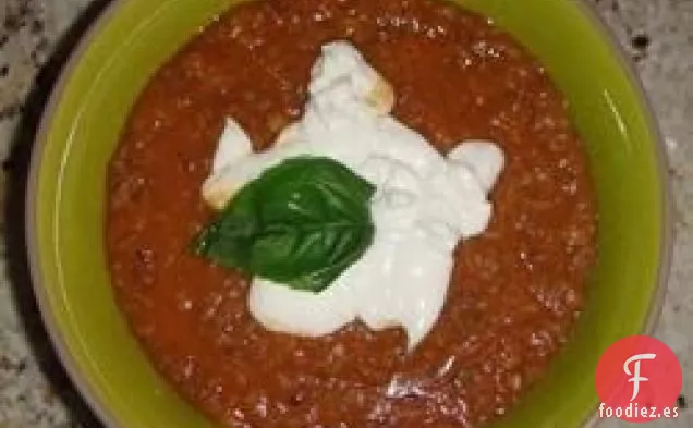 Sopa Picante de Tomate y Lentejas