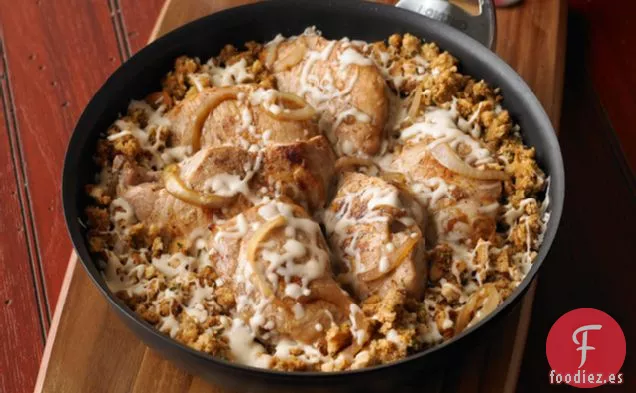 Sartén con Chuleta de Cerdo y Cebolla Francesa