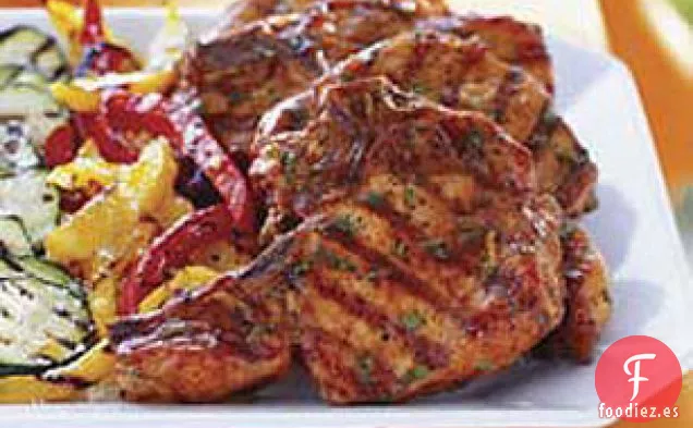 Chuletas de Cerdo a la Parrilla con Cilantro y Barbacoa