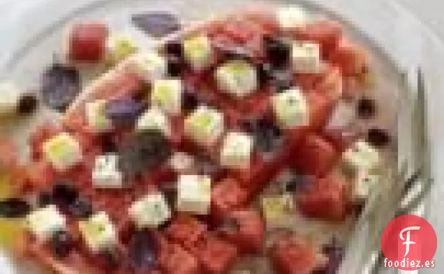 Ensalada De Sandía Con Albahaca Morada Y Queso Feta