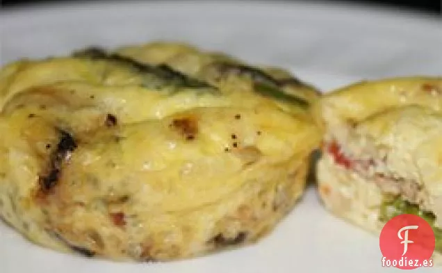 Quiche sin Corteza de Tocino de Champiñones Espárragos