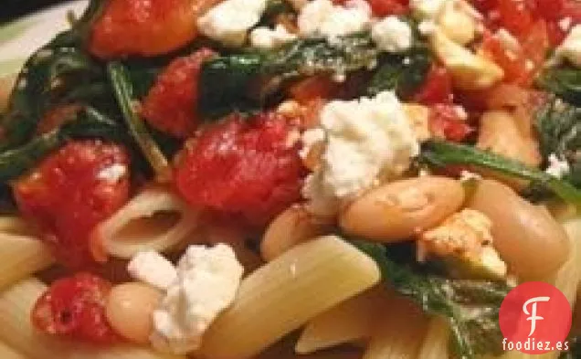 Pasta Griega con Tomates y Judías Blancas