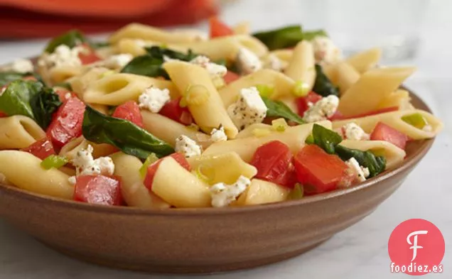 Mostaccioli con Espinacas y Queso Feta
