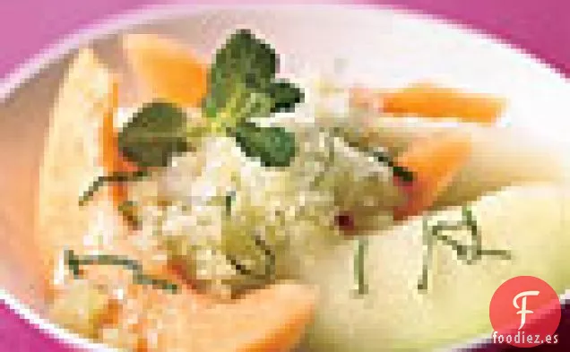 Melón de Verano con Granizado de Albahaca y Menta