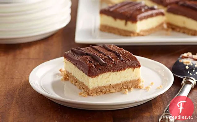 Barras de Tarta de Queso de Chocolate Sin Hornear con Gelatina
