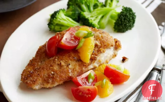 Pollo con Costra de Nuez y Relleno de Tomate Cítrico
