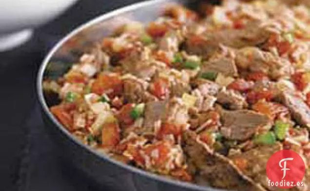 Bistec de Flanco de Sartén Sazonado con Sofrito