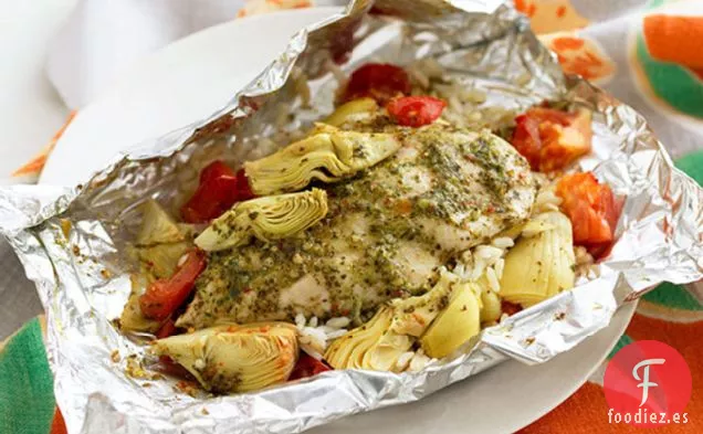 Paquete de Aluminio para Pollo y Alcachofa a la Parrilla