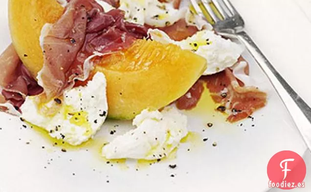 Ensalada de Mozzarella, Jamón y Melón Charentais