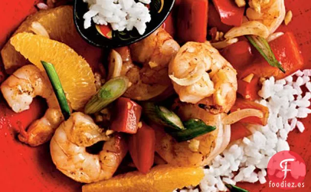 Salteado de Camarones con Ajo y Jengibre