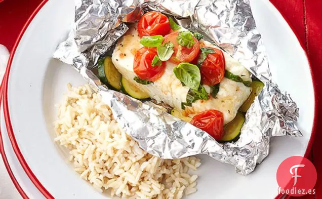 Paquetes de Verduras y Pescado a la Parrilla