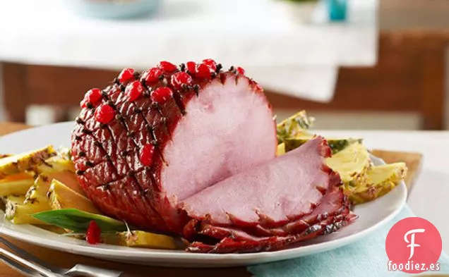 Jamón Glaseado con Salsa de Dijon y Piña
