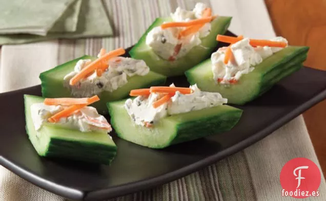Bocados de Pepino con Hierbas y Queso Crema