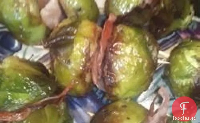 Coles de Bruselas Asadas y Poppers de Jamón