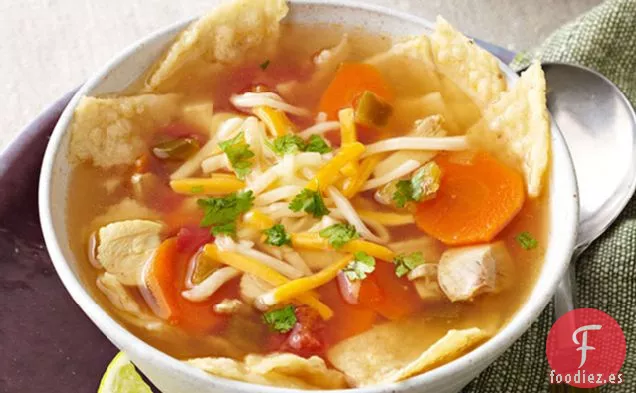 Sopa de Tortilla de Pollo de Cocción Lenta
