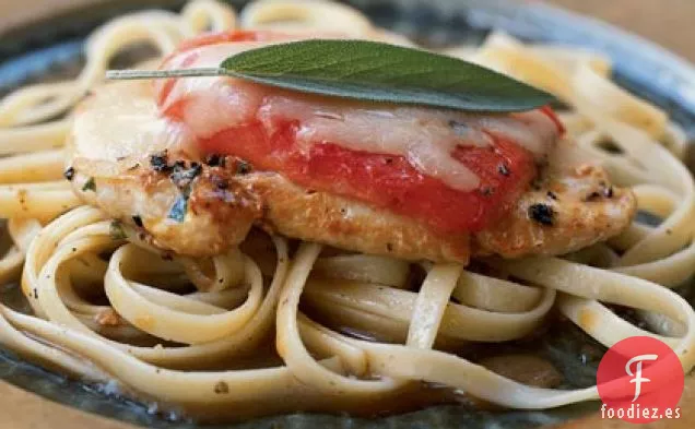 Chuletas de Pavo con Pimientos Asados y Mozzarella