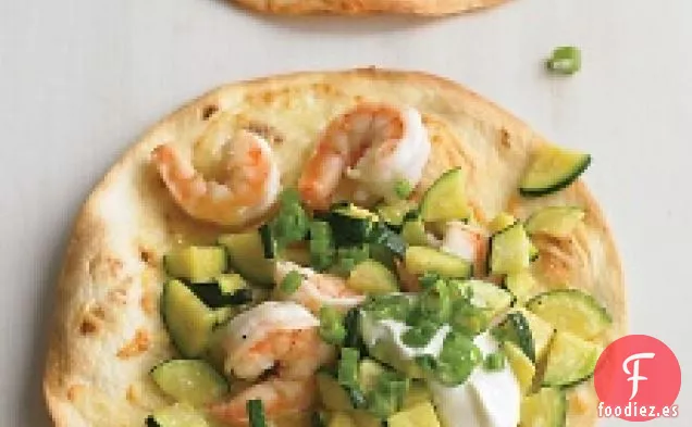 Tostadas De Camarones Y Calabacines