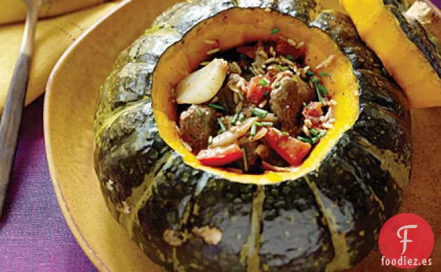 Calabaza Kabocha Rellena con Estofado de Cordero Árabe
