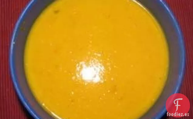 Sopa de Calabaza, Batata, Puerro y Leche de Coco
