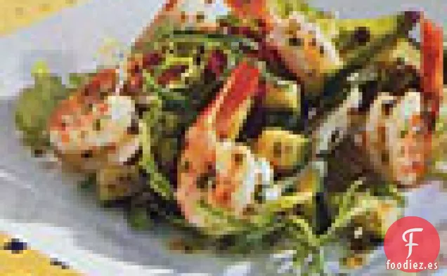 Ensalada De Camarones Con Calabacín Y Albahaca