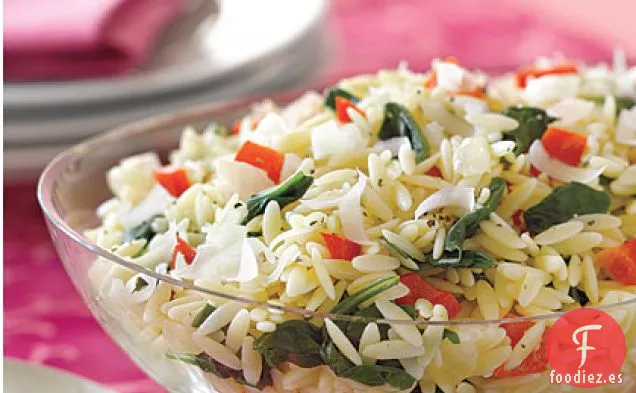 Orzo con Espinacas y Pimientos Rojos