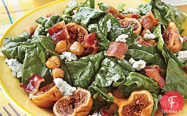 Ensalada de Espinacas con Higos y Vinagreta de Tocino Caliente