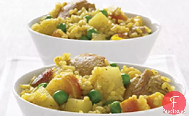 Pollo y Arroz al Curry de Cocción Lenta
