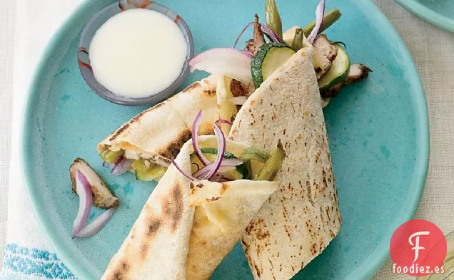 Shawarma de Pollo con Judías Verdes y Calabacín