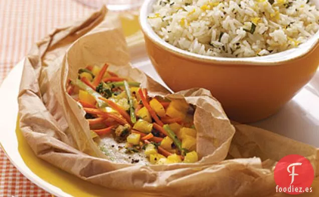 Paquetes de Lenguado de Confeti con Mantequilla de Estragón de Naranja