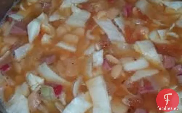 Habas de Lima, Col y Salchicha Ahumada