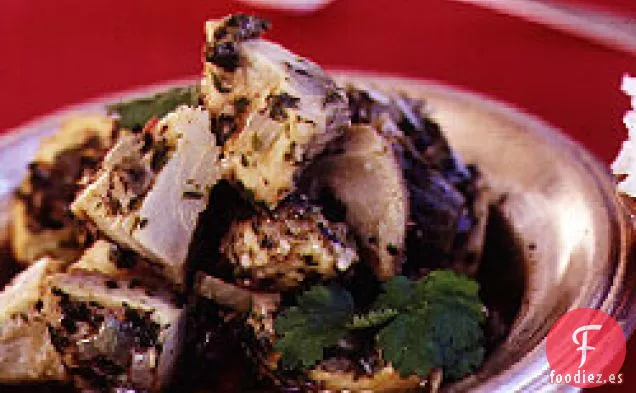 Alcachofas En Salsa De Cilantro Y Granada