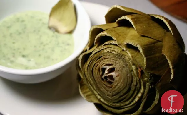 Alcachofas Al Vapor Con Salsa De Mayonesa De Albahaca Sin Huevo