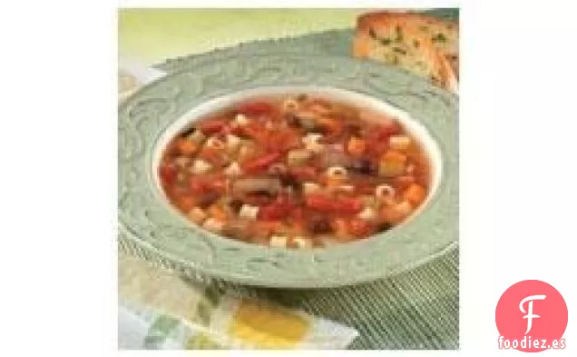 Sopa de Frijoles, Pasta y Pimiento Asado