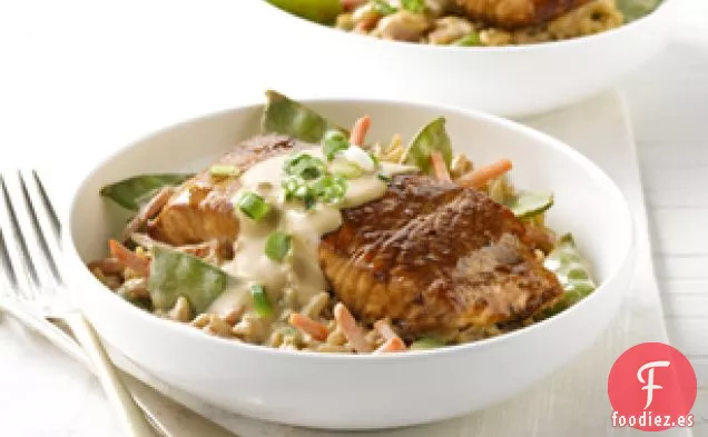 Arroz Cremoso de Verduras con Salmón Teriyaki