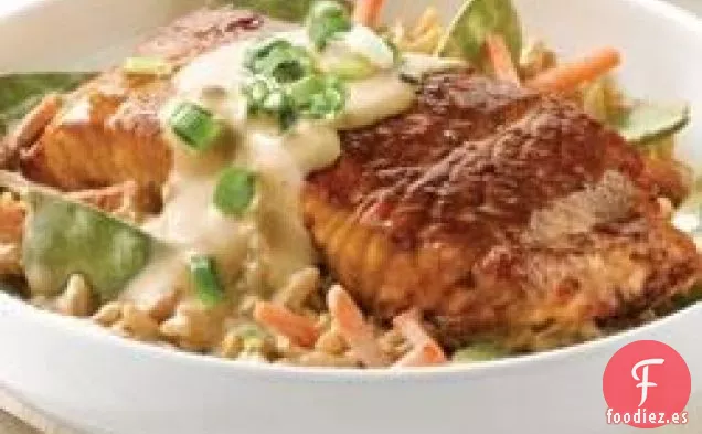 Arroz Cremoso de Verduras con Salmón Teriyaki
