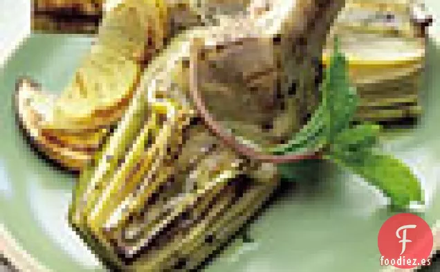Alcachofas A La Parrilla Con Aceite De Oliva, Limón Y Menta
