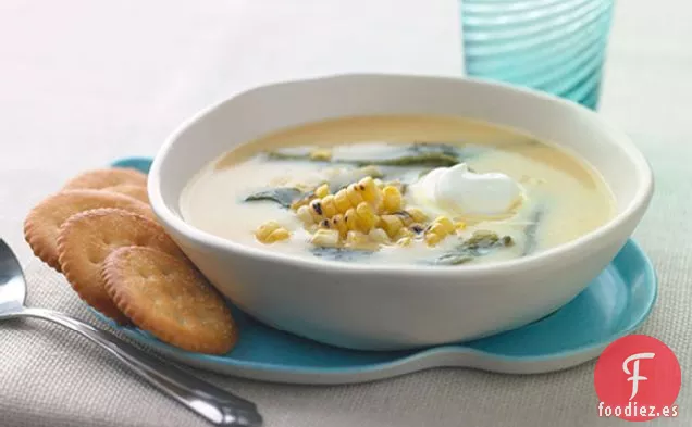 Sopa de Maíz Asado y Poblano