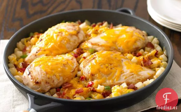 Pollo con Queso Cheddar y Patatas