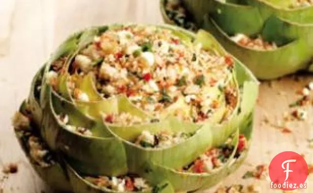 Alcachofas Rellenas de Tomate Seco al Sol y Queso Feta
