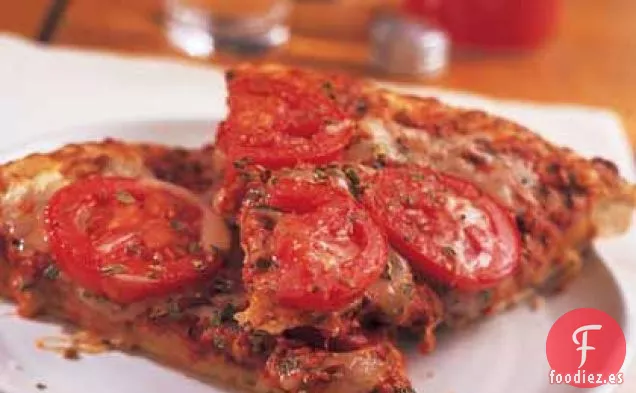 Pizza de Pesto de Pimiento Asado y Tomate