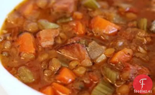 Sopa de Lentejas y Jamón de Cocción Lenta