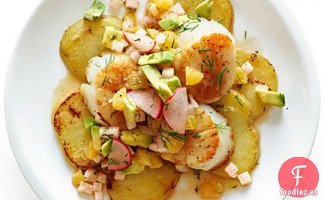 Vieiras con Naranja, Aguacate y Jícama