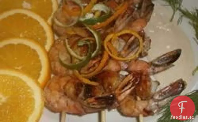 Brochetas de Camarones Picantes