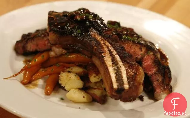 Ojo de Costilla Frotado Seco con Salsa de Champiñones