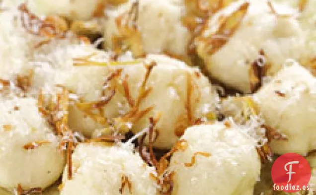 Ñoquis De Ricota Con Alcachofas Crujientes